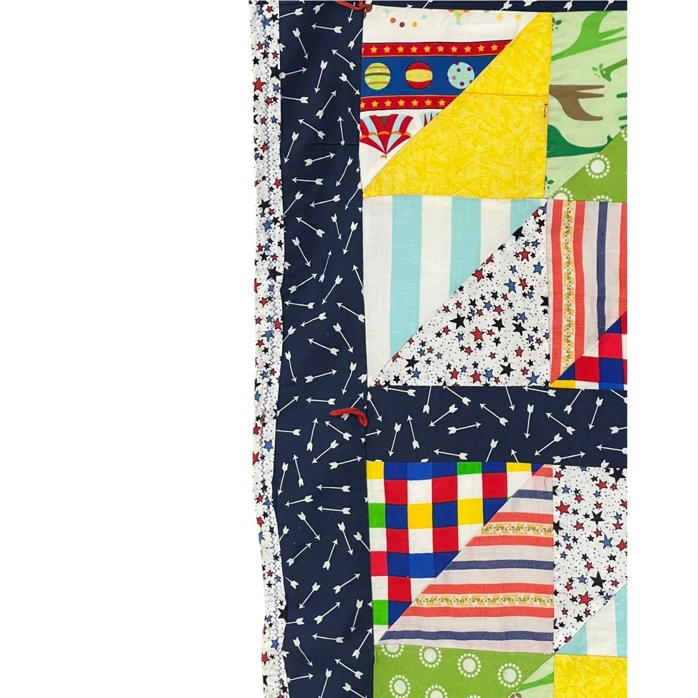 Handmade Patchwork Quilt 42x34 Colorful Kids Circus Animals Stars